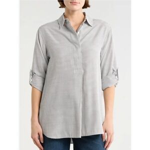 Max Studio Woman Plus Size 2X NWT Stripe Oversize Long Sleeve Popover Tunic $118